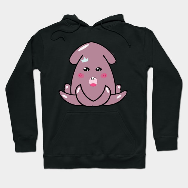 kawaii purple baby squid Hoodie by Alegra Stoic